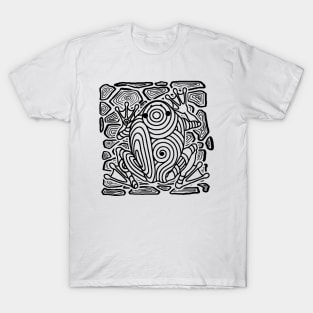 Frog Toad Rock Tribal Tattoo Art Black T-Shirt